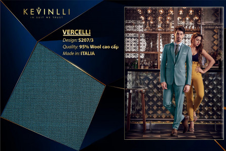 S207/3 Vercelli CVM - Vải Suit 95% Wool - Xanh rêu Trơn